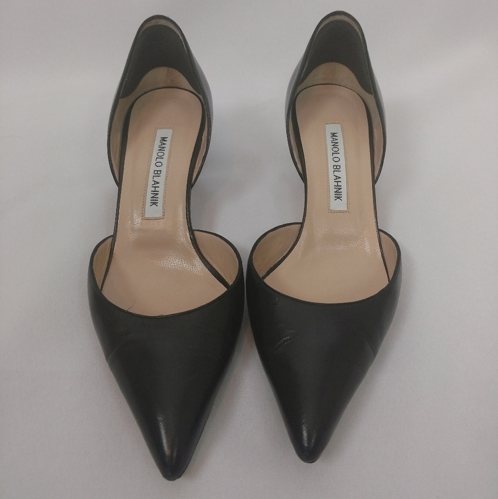 Manolo Blahnik d'orsay black leather size 37